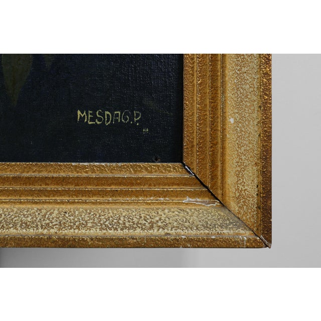 Belgian Artist, Hollywood Regency Style Peacock with Roses, 1950s, Oil on Canvas, Framed For Sale - Image 6 of 11