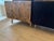 1960's MCM 2-Piece Sectional Sofa Reupholstered in a Luxuriously Soft Black Chenille and a Burnt Orange/Tan/Brown Paisley Cotton Fabric For Sale - Image 9 of 12