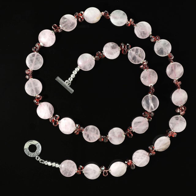 2020s Ajd 27 Inch Garnet and Rose Quartz Necklace For Sale - Image 5 of 7