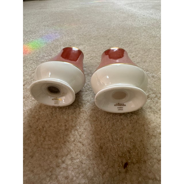 Mikasa bone china set of salt and pepper shakers in Mikasa Egyptian Terracotta pattern features a distinctive...