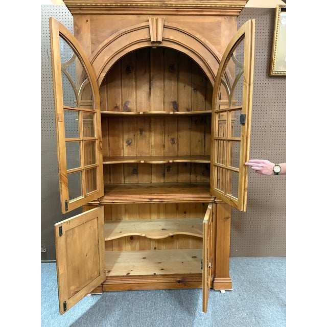 Wood Vintage Rustic Scrubbed Pine Neoclassical Style Cabinet For Sale - Image 7 of 11