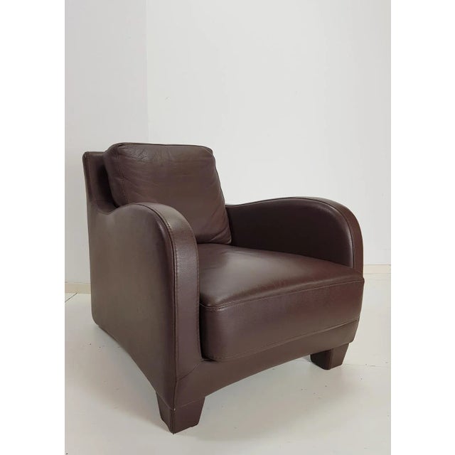 Italian Modern Brown Leather Armchair from Musa Design, 2000s For Sale - Image 3 of 14