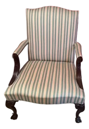 Vintage Queen Anne Upholstered Armchair