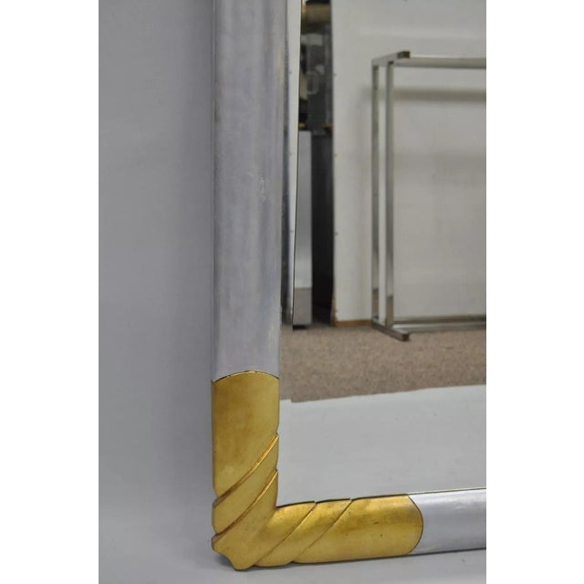 Glass Late 20th Century Turner Hollywood Regency Art Deco Style Gold Silver Leaf Rectangular Wall Mirror For Sale - Image 7 of 12