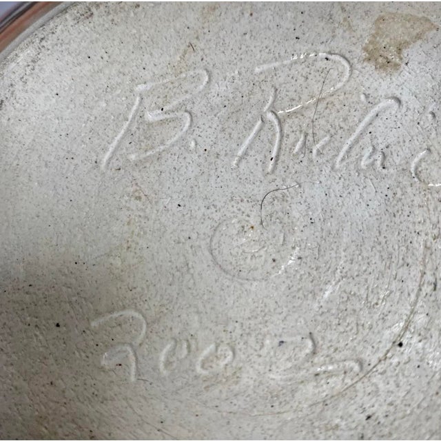 Richie Pottery 2002 Hand Painted Large Bowl with Original Sticker For Sale - Image 9 of 11