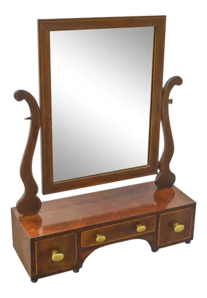 Antique 19th Century Mahogany Shaving Mirror w/ Drawers