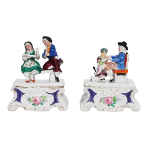 19th Century Porcelain Set of Two Figural Hidden Ink Wells, Germany or France