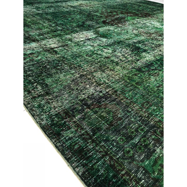 Abstract Vintage Rug, Green 2.5x10 For Sale - Image 3 of 3
