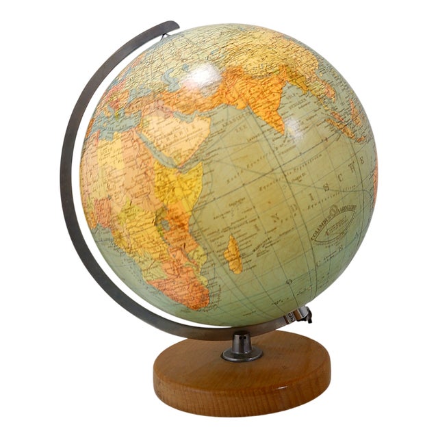 Vintage Illuminated Glass Globe, 1960s For Sale