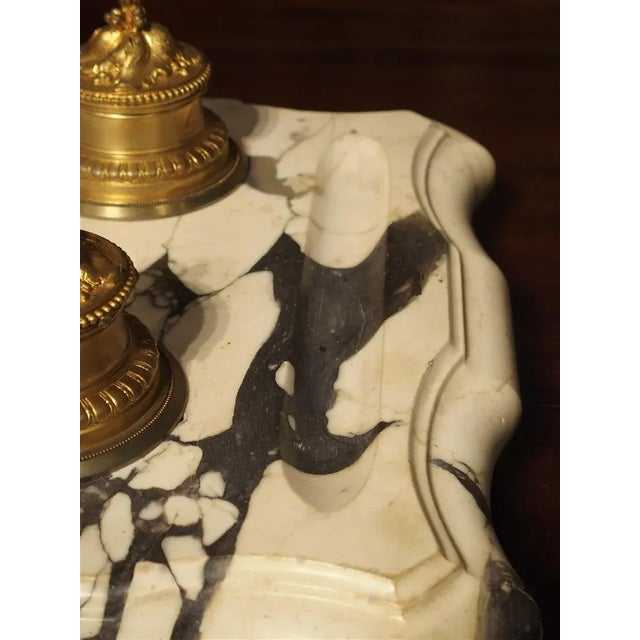 Large Antique French Marble and Bronze Inkwell, Circa 1880 For Sale - Image 4 of 11