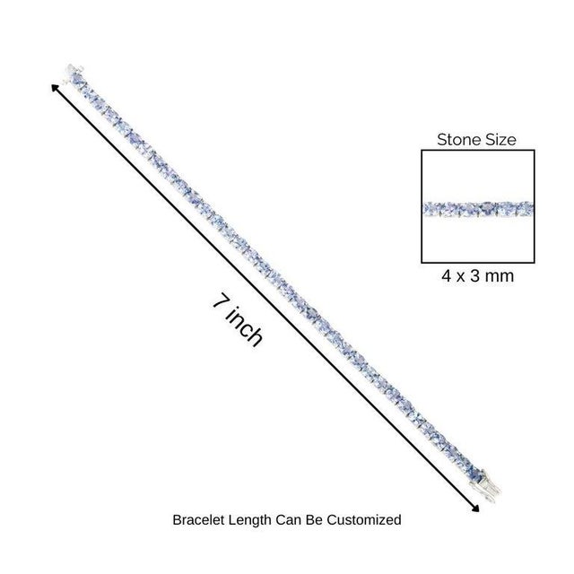 Oval Cut Tanzanite Eternity Style Tennis Bracelet in Sterling Silver For Sale - Image 9 of 11