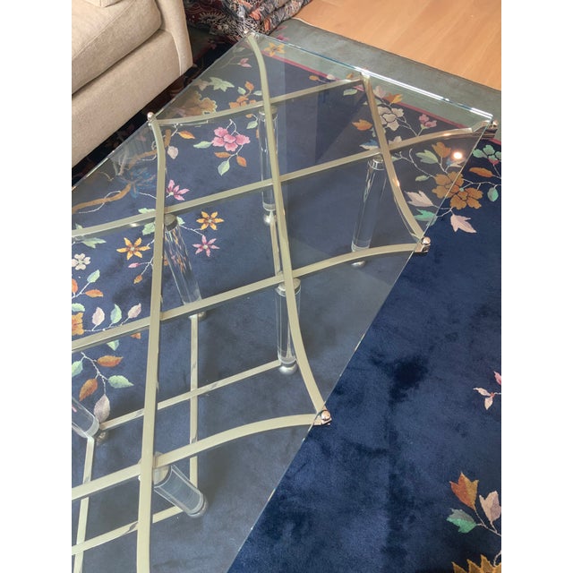 Charles Hollis Jones Nickel/Chrome and Lucite Treillage Cocktail Table For Sale - Image 13 of 14