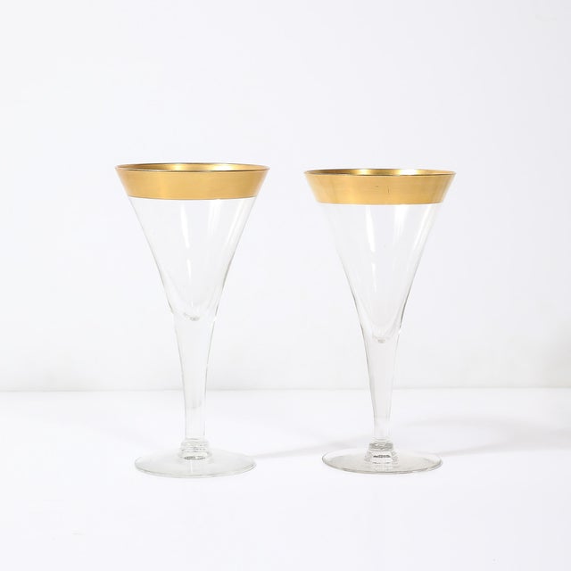 Set of 12 Mid-Century Modernist Gilt Rimmed Water Glasses by Dorothy Thorpe For Sale - Image 10 of 15