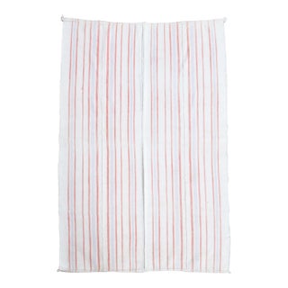 1970s Vintage Handmade Wool Cotton White Runner Rug For Sale