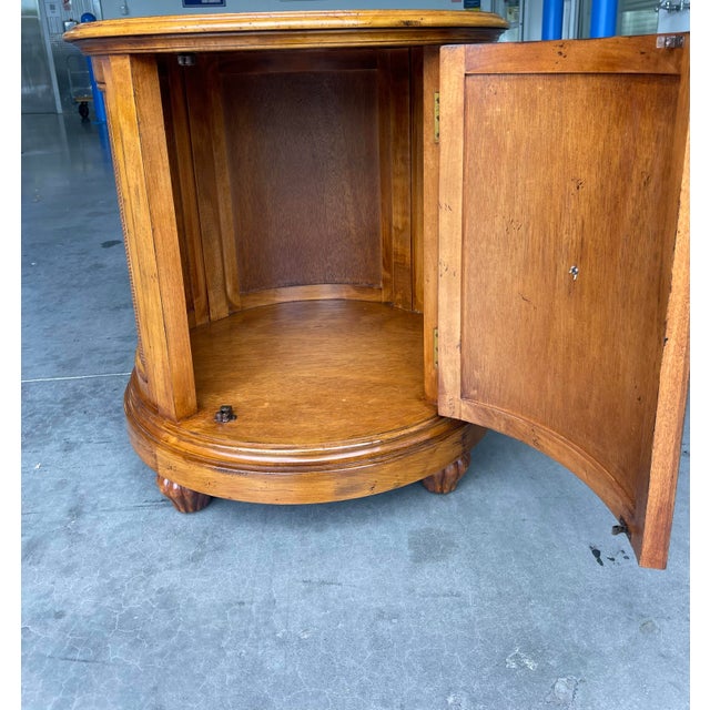 Coastal Vintage Lexington Tommy Bahama Drum Table With Rattan & Louvered Door For Sale - Image 3 of 10