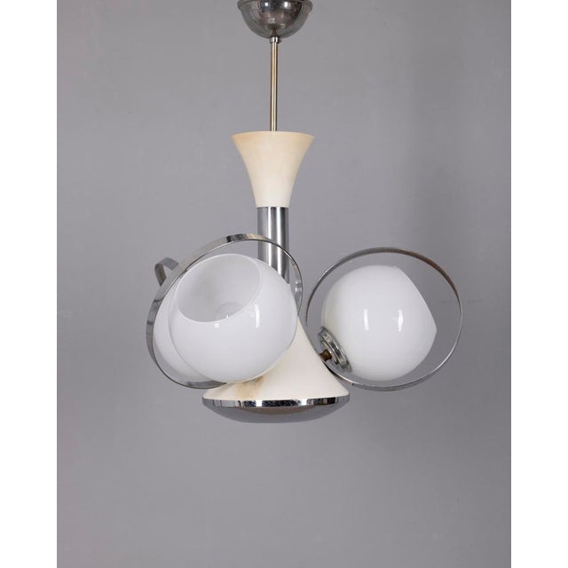 Mid-Century Modern Vintage Space Age Italian Chandelier with Glass Lights, 1970s For Sale - Image 3 of 9