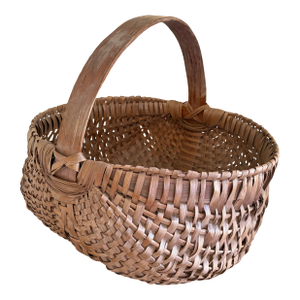 Late 19th-Century American Oak Splint Gathering Basket