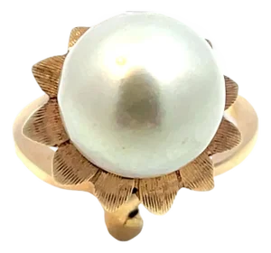Gia Certified South Sea Pearl Sunflower Ring in 14k Yellow Gold