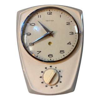 Wall Kitchen Clock in Porcelain and Glass Quartz with Egg Timer from Hettich, Germany, 1964 For Sale