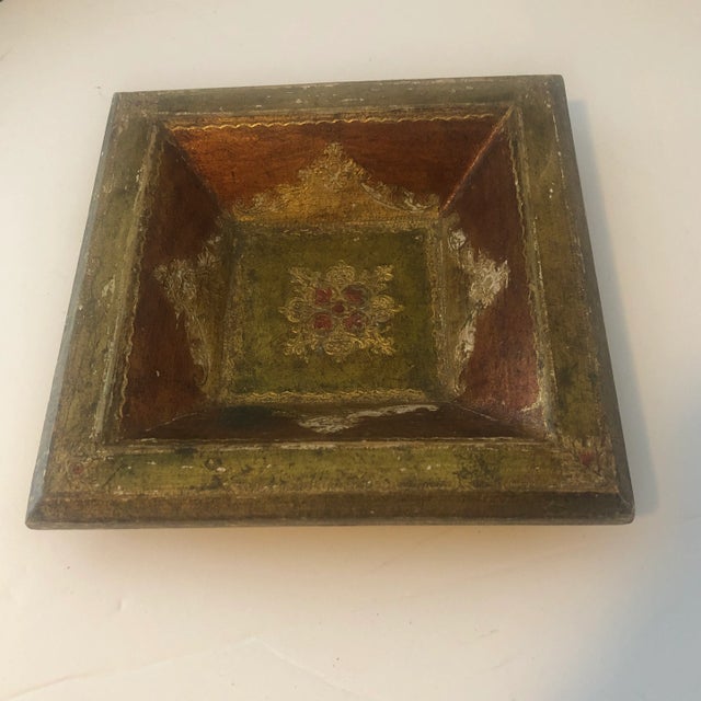 1940s Red and Gold Florentine Dresser Tray For Sale - Image 9 of 9