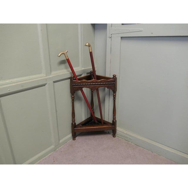 Turned Oak Corner Umbrella Stand, 1920 For Sale - Image 3 of 6
