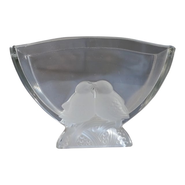 Verlys of America Lovebird Vase Crystal and Frost For Sale