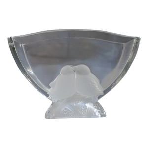 Verlys of America Lovebird Vase Crystal and Frost