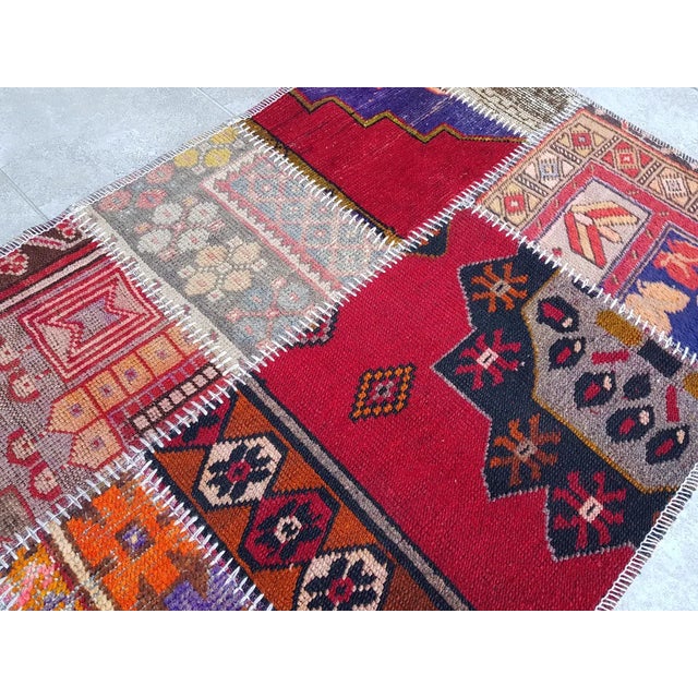 Turkish Geometric Design Vintage Wool Runner For Sale - Image 3 of 10