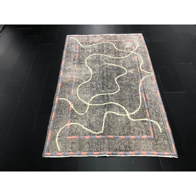 1960s Handmade wool and cotton rug in Turkish Anatolian Carpet, Vintage Special Area Rug, Turkish Vintage Rug, Pom pom...