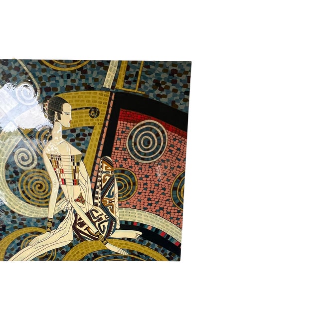 Paint Vintage 1980s Postmodern Ting Shao Kuang Style Chinese Modern Lacquer Large Wall Art Painting 36 X 36 For Sale - Image 7 of 12