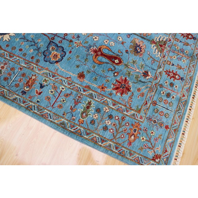 Persian Sky Blue Ziegler Sultanabad Wool Rug – 5'11" X 8'8" For Sale - Image 3 of 10