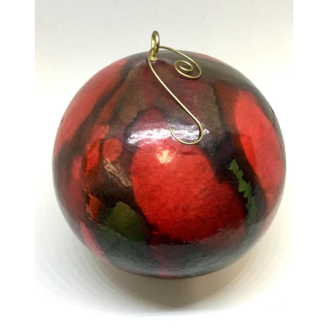 Large Round Vintage Gourd Hand Painted Hanging Ornament For Sale - Image 11 of 11