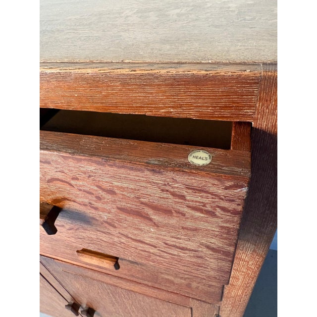 1930s Tallboy Cabinet with Drawers in Limed Oak from Heals of London, Britain, 1930s For Sale - Image 5 of 12