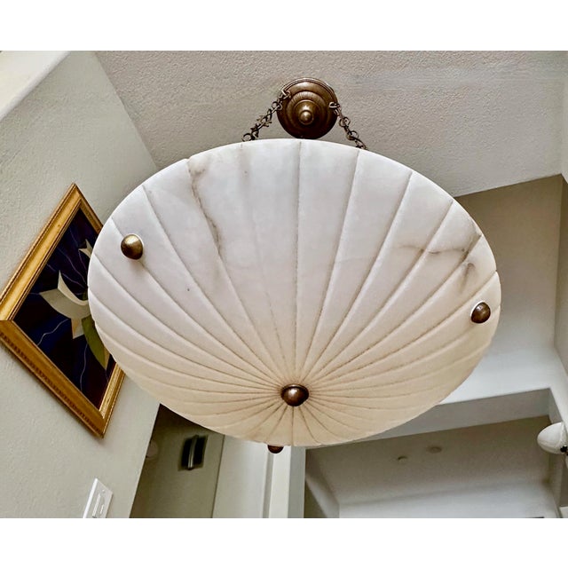 Alabaster Directoire Style French Alabaster Pendant Chandelier For Sale - Image 8 of 18