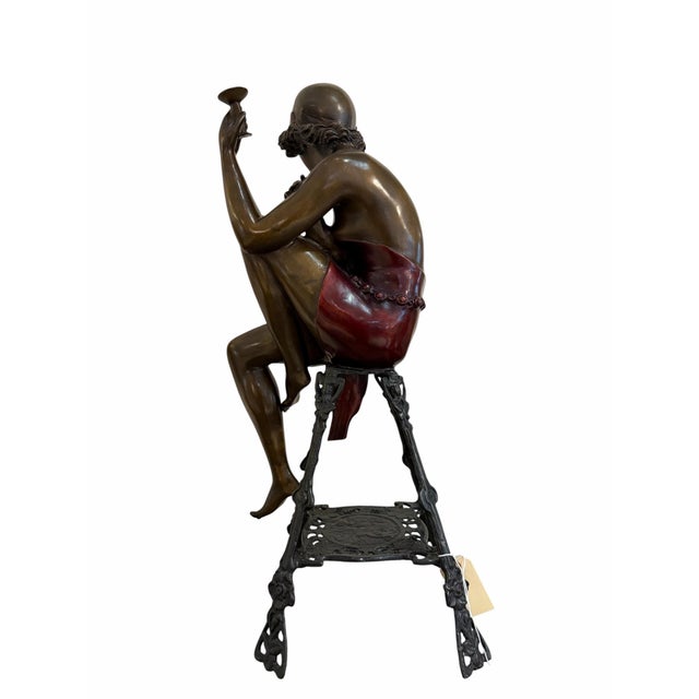 Late 20th Century Late 20th Century Art Deco Style Multi-Color Patinated Bronze "Champagne Girl" Sculpture After Ferdinando De Luca For Sale - Image 5 of 5