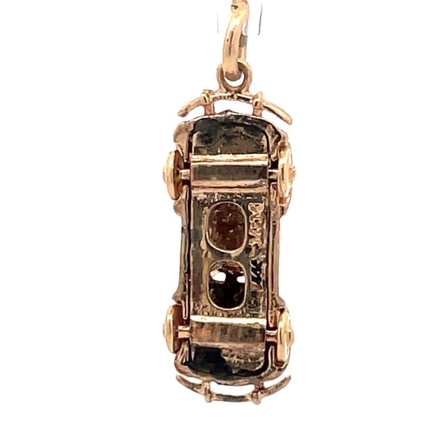 Metal Vintage 14k Yellow Gold Vw Beetle Car Charm Pendant For Sale - Image 7 of 7