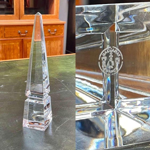 Baccarat crystal obelisk, 20th century - H=25cm, W=5cm, D=5cm.