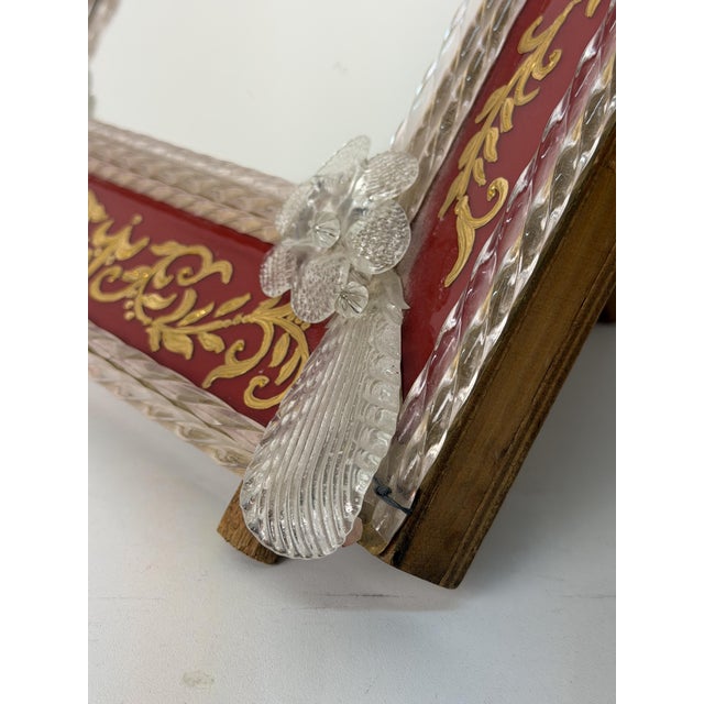 Gold Large Venetian Table Mirror in Murano Glass in the Style of Ercole Barovier, 1940s For Sale - Image 8 of 11
