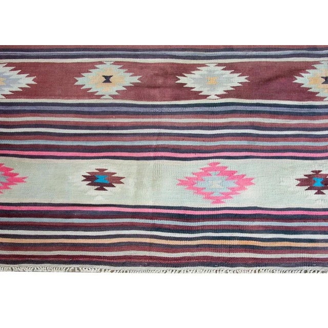Brick Red Vintage Turkish Bergama Kilim Rug For Sale - Image 8 of 12