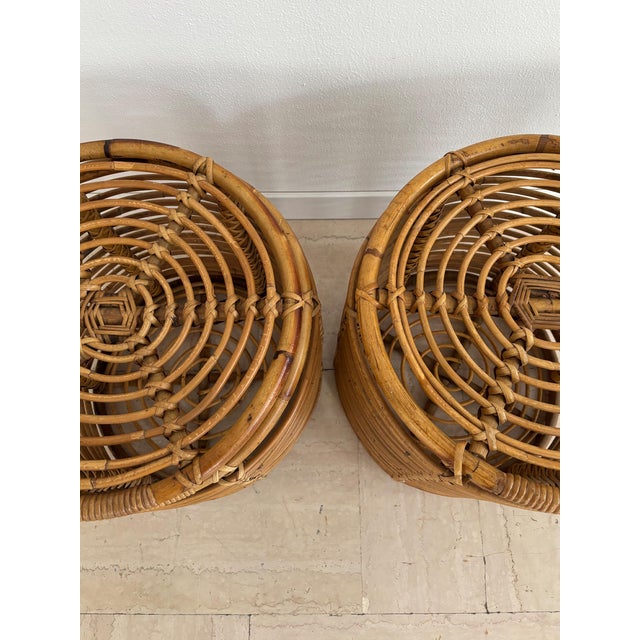 Vintage Italian Rattan and Bamboo Coffee Tables, 1960s, Set of 2 For Sale - Image 13 of 14