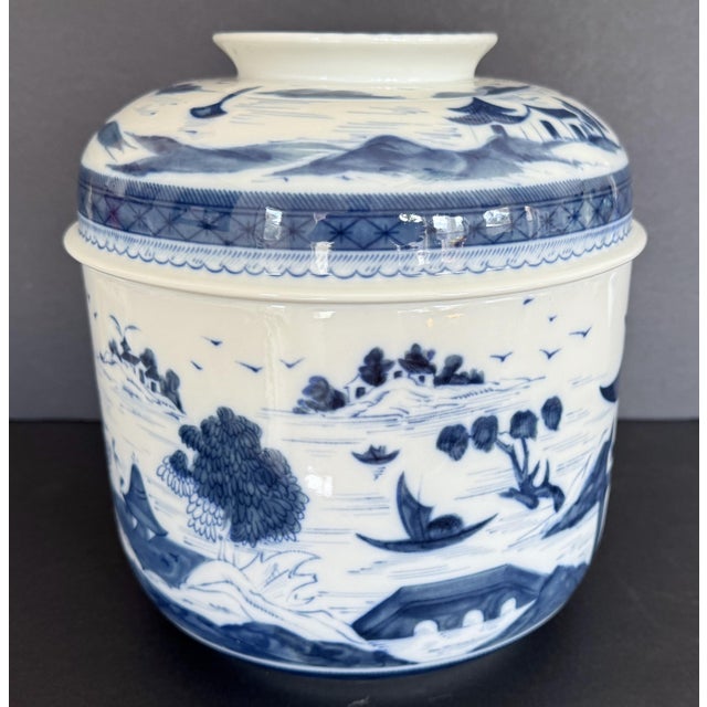 Ceramic Mottahedeh Blue Canton Porcelain Temple Jar - Historic Charleston Foundation For Sale - Image 7 of 9