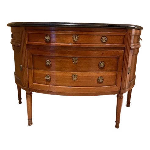 Late 20th Century Neoclassical Style Mahogany Demilune Commode For Sale