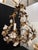 Charming 1950s Italian gold tole birdcage chandelier with 20 white porcelain roses attached throughout. Chandelier comes...
