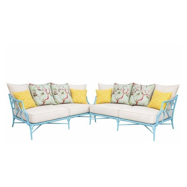 The pair of generously proportioned outdoor sofas by Century Furniture, designed as a statement seating piece for refined...