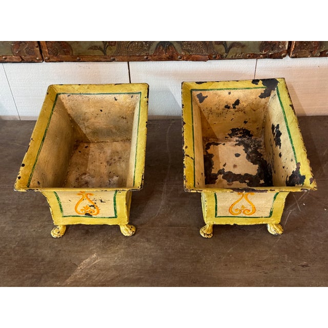 Metal Pair of 19th Century French Tole Cachepots For Sale - Image 7 of 9