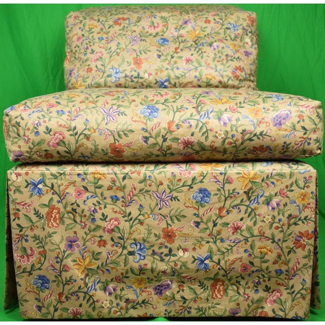 Pair X Billy Baldwin Style Petite Fleur Glazed Chintz Slipper Chairs For Sale - Image 15 of 17