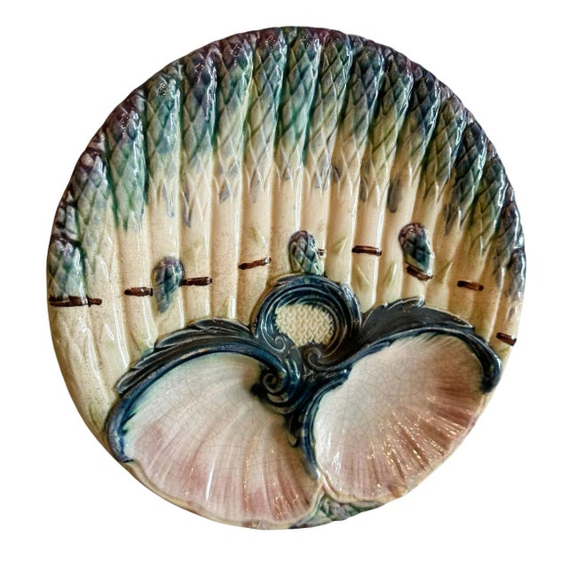 This antique French asparagus plate, circa 1890, is a beautiful example of craftsmanship from the 1800s. It's an amazing...