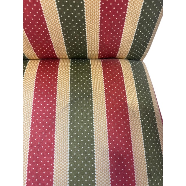Hekman Mahogany Regency Style Library Armchair With Brass Casters & Striped Upholstery For Sale - Image 10 of 12