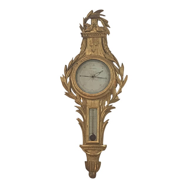 19th Century French Giltwood Morony Wall Barometer Thermometer