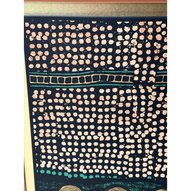 Paper 1970s “Cameroon Ii” Aboriginal-Style Dot Art, Signed Nelson, Gold Matted, Unframed For Sale - Image 7 of 13